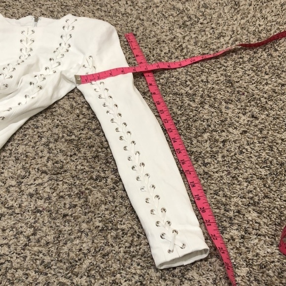 House of CB London Alessia Dress XS White Silver Whipstick Faux Leather Mini - Picture 8 of 10